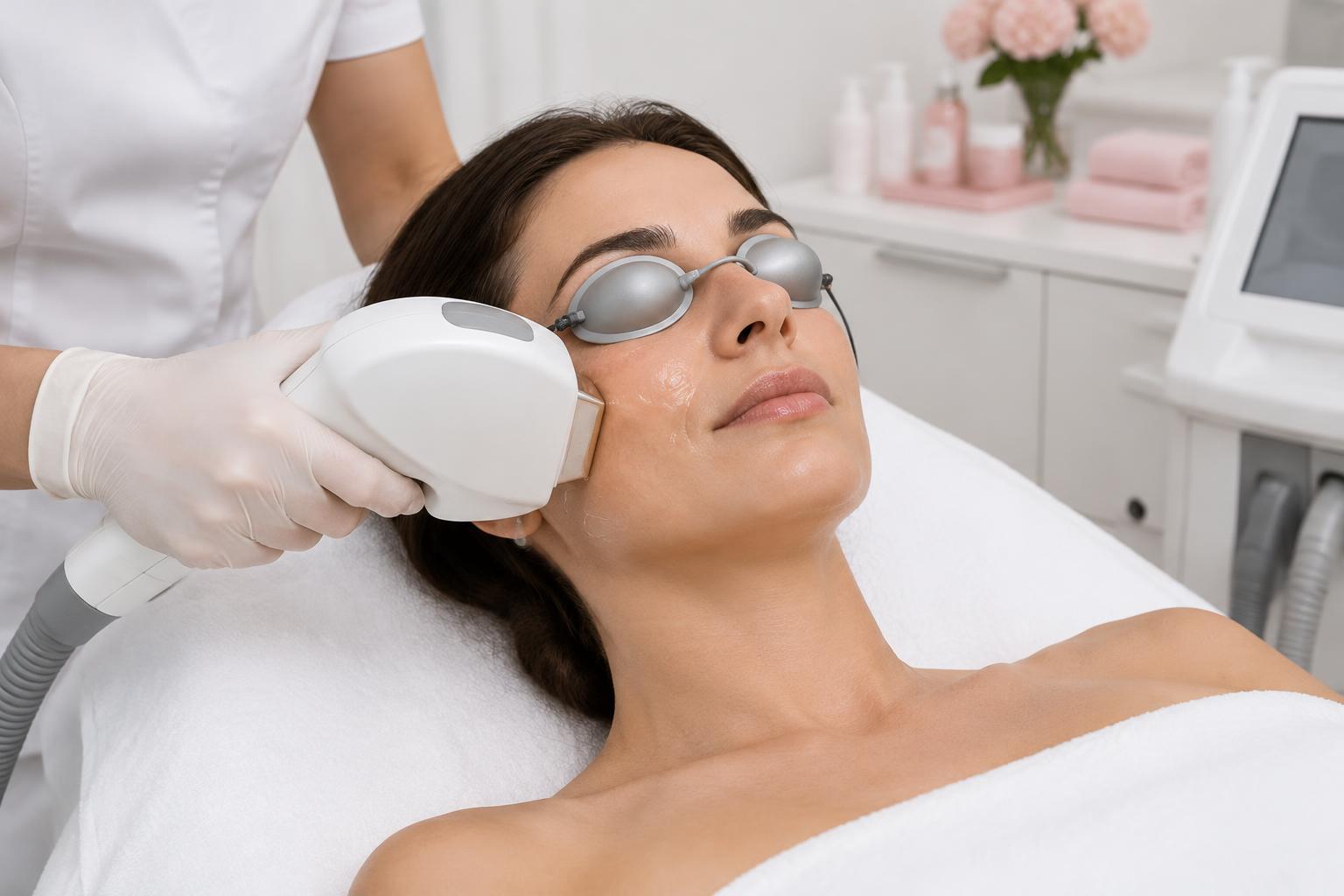 IPL Skin Rejuvenation treatment at Eternal Beauty Lifestyle Clearwater Spa, Clearwater FL — IPL active acne treatment, rosacea and facial redness treatment, and Signature IPL Photofacial for selected brown spots and sun damage. For suitable candidates with Fitzpatrick skin types I–III, with separate pricing for each treatment.